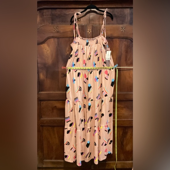 Target Tie Shoulder Summer Maxi XXL Dress 80’s Retro Peach Pink Teal Purple - Picture 9 of 14